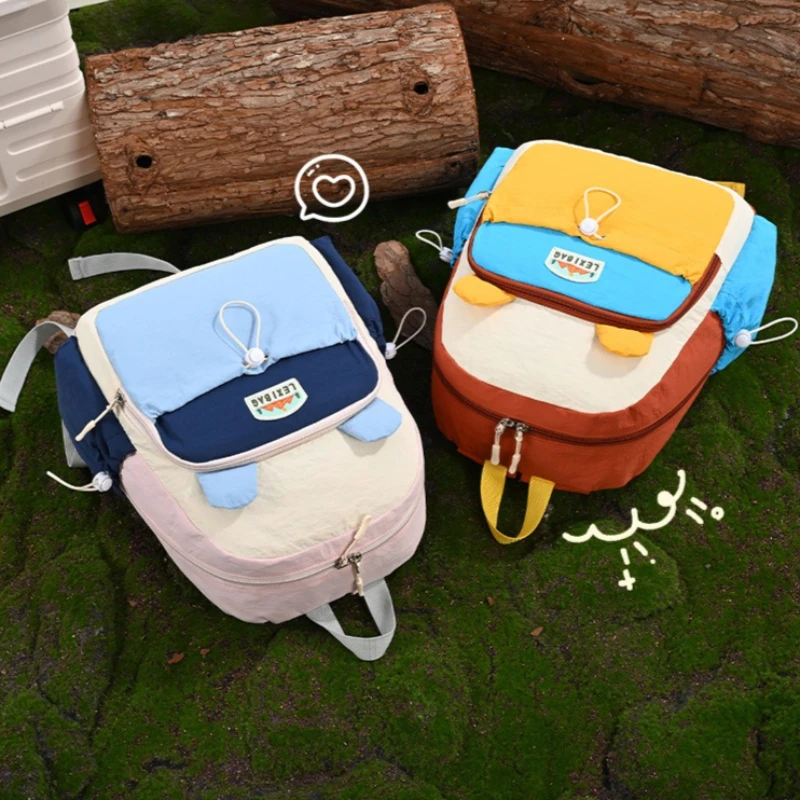 Cute Children's Backpacks Multi-Pocket Boys Girls Primary Schoolbag with Rabbit Ears Lightweight Soft Kids Backpacks Grade 1-2