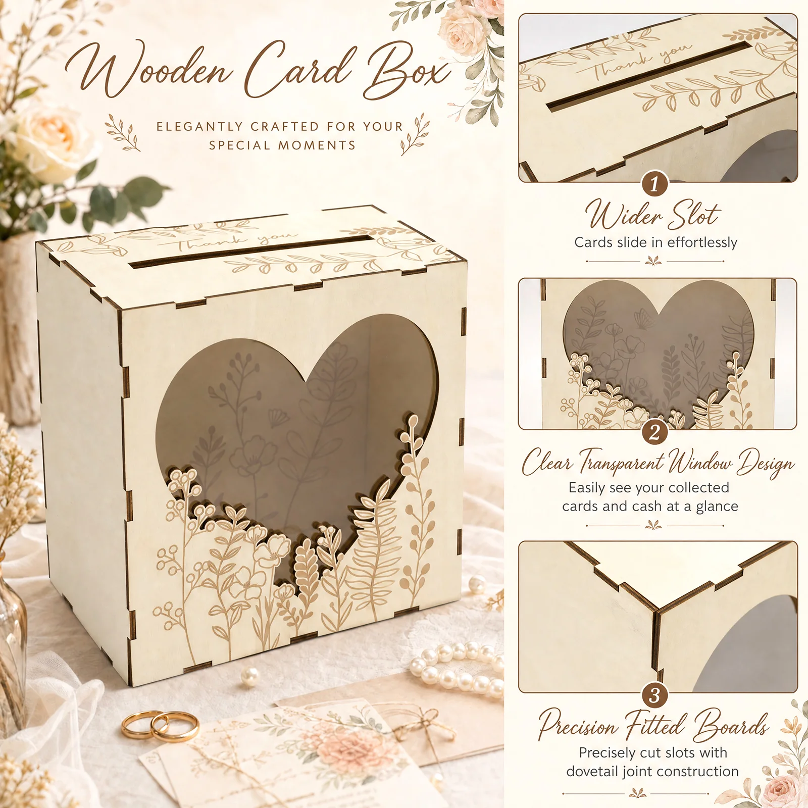 صندوق بطاقات الزفاف الخشبي مع - مراجعة Wedding Card Box وسعره