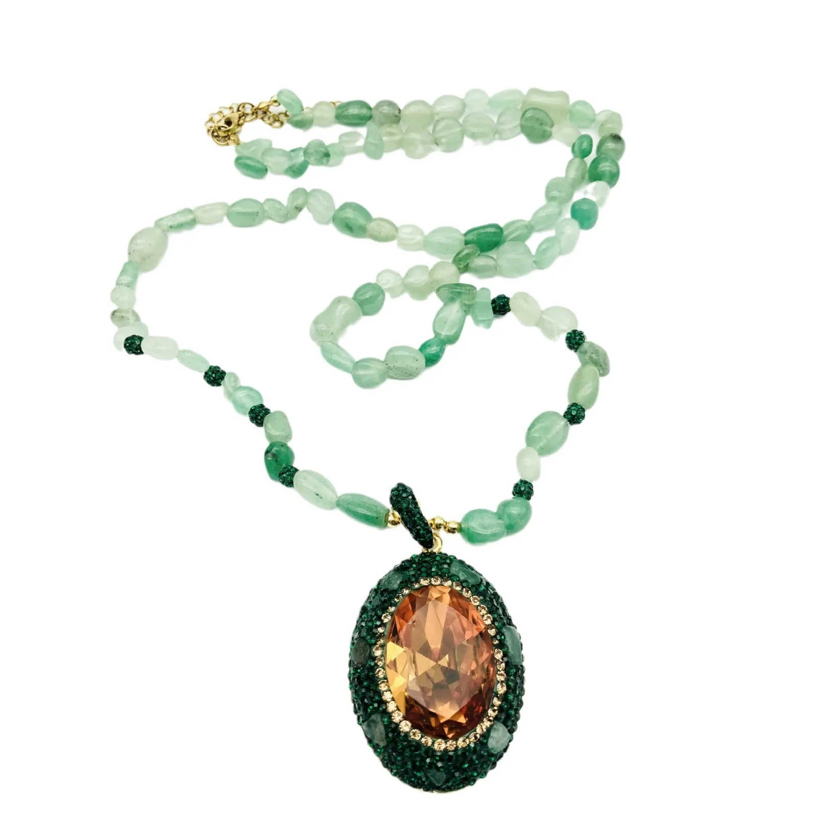 Europese en Amerikaanse stijl nobel groen kristal lichtgevoelige kleurveranderende sultan steen verkoperde legering damesketting