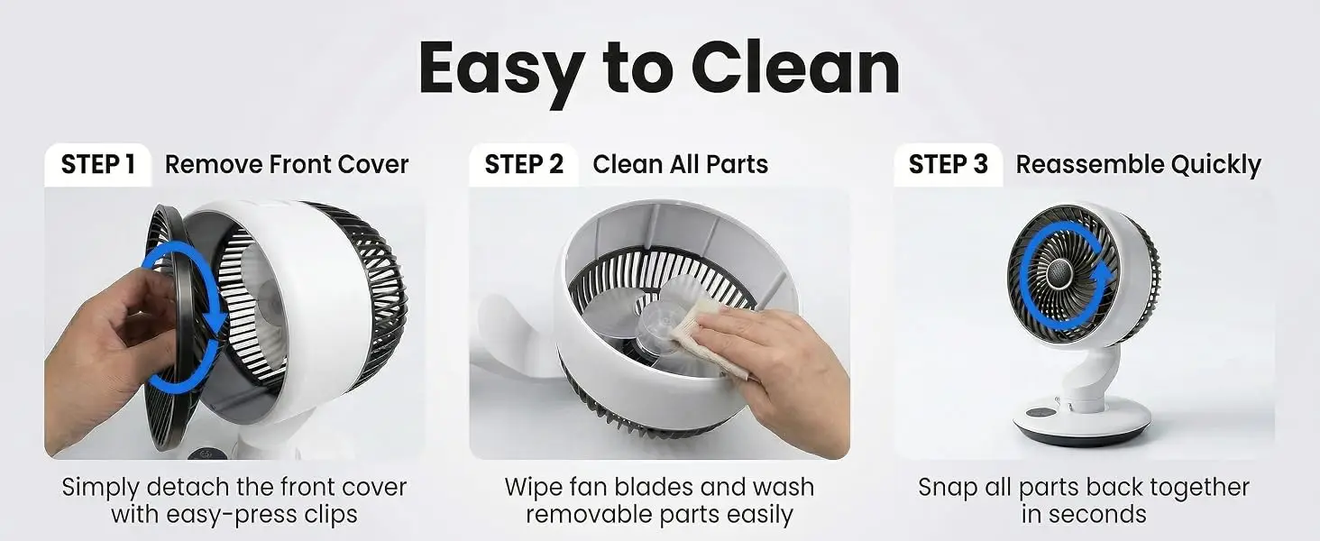 Rechargeable Desk Fan with 120° Oscillation and 90° Tilt — detail 13