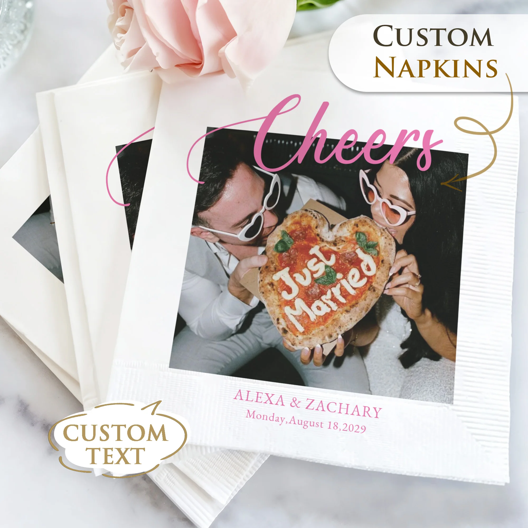 Servilletas personalizadas de 3 capas, servilletas de cóctel personalizadas con foto, servilletas de papel desechables para decoración de fiestas de cumpleaños y aniversarios