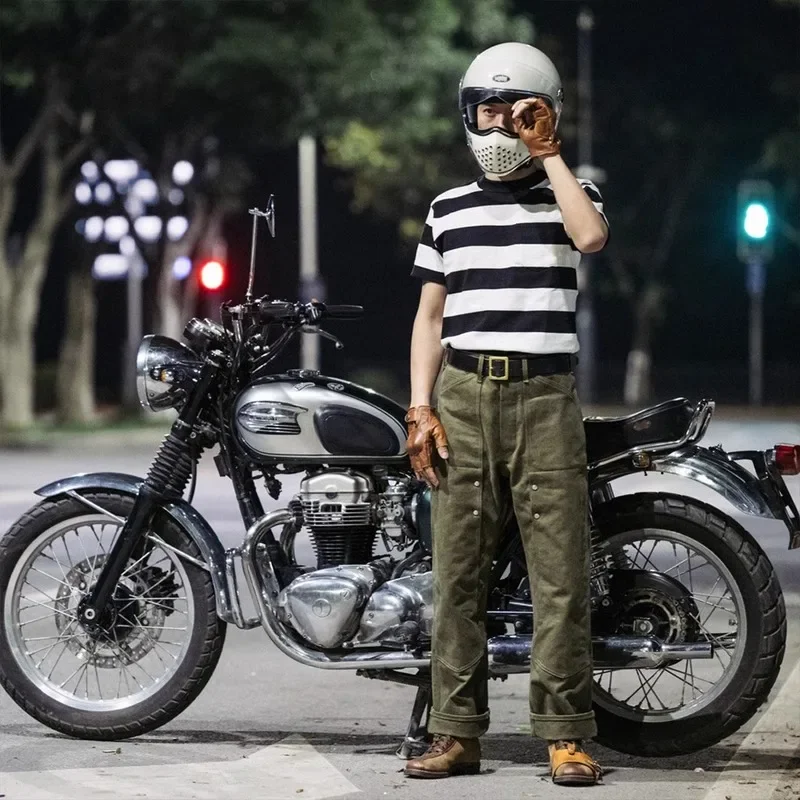 

Motorcycle Pants Vintage Motorcycle Tundra Riding Pants Heavy Thickened with Protective Gear Tooling Commuter Locomotive Pants