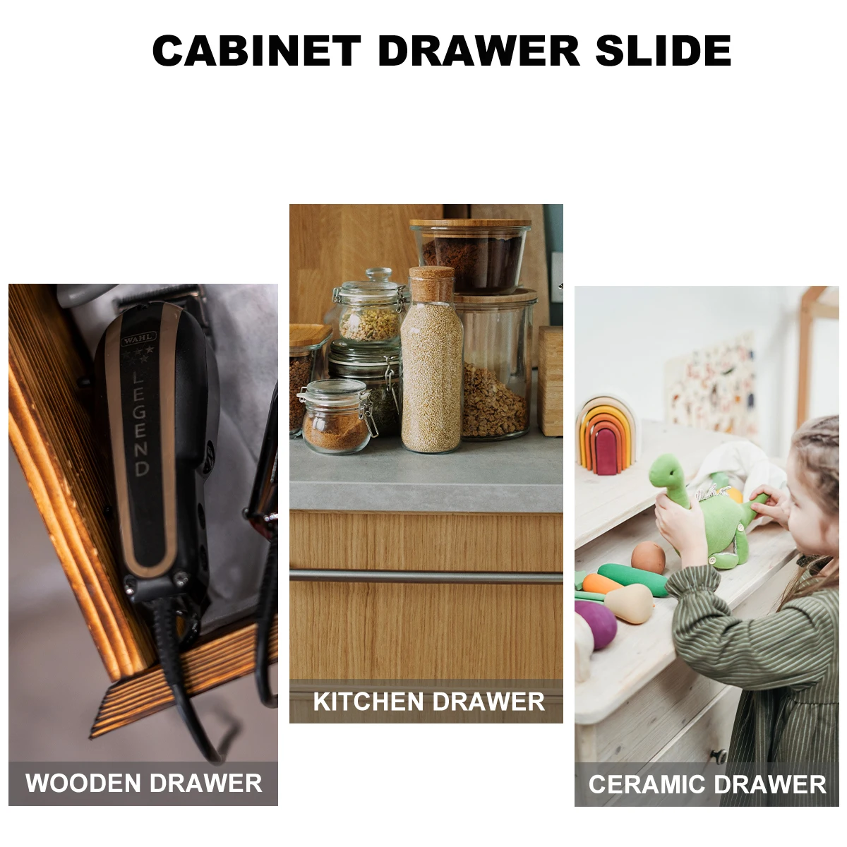 

Cabinet Slide Track Kitchen Mute Slide-way Rail Drawer Stainless Steel Hydraulic Slides Triple Section Guide Silent Smooth