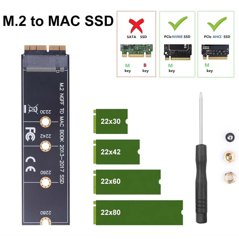 M2 SSD อะแดปเตอร์ M.2 PCIE NVME SSD Converter การ์ดสําหรับ Apple MacBook Air Pro 2013 2014 2015 2017 ปี A1465 A1466 A1398 A1502 A1419