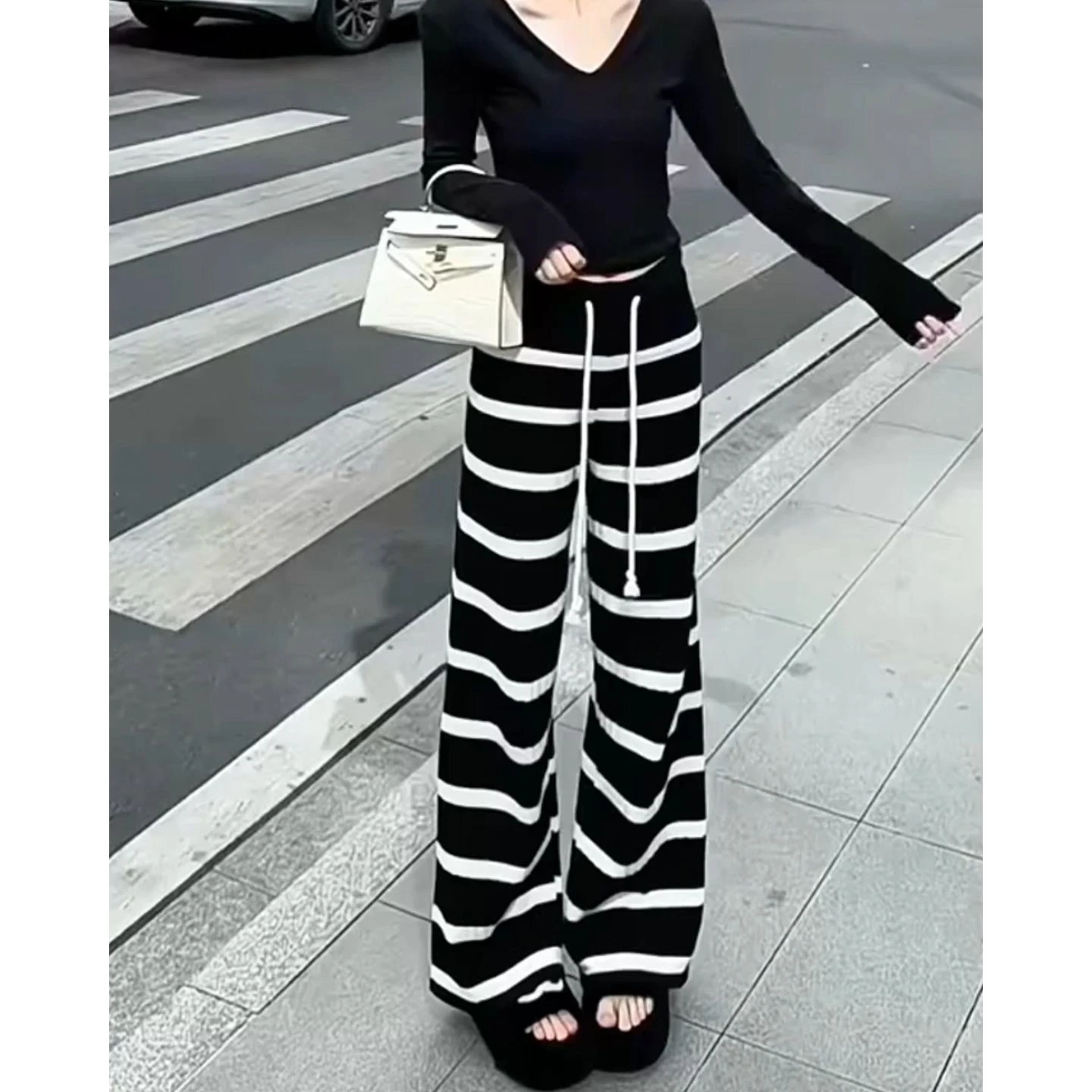 Pants Womens Korean Summer Modal Slim-Fit Joggers Young Stretchy Split Paneled Spicy Hip-Hop Sportswear All-Match Relaxed Trendy