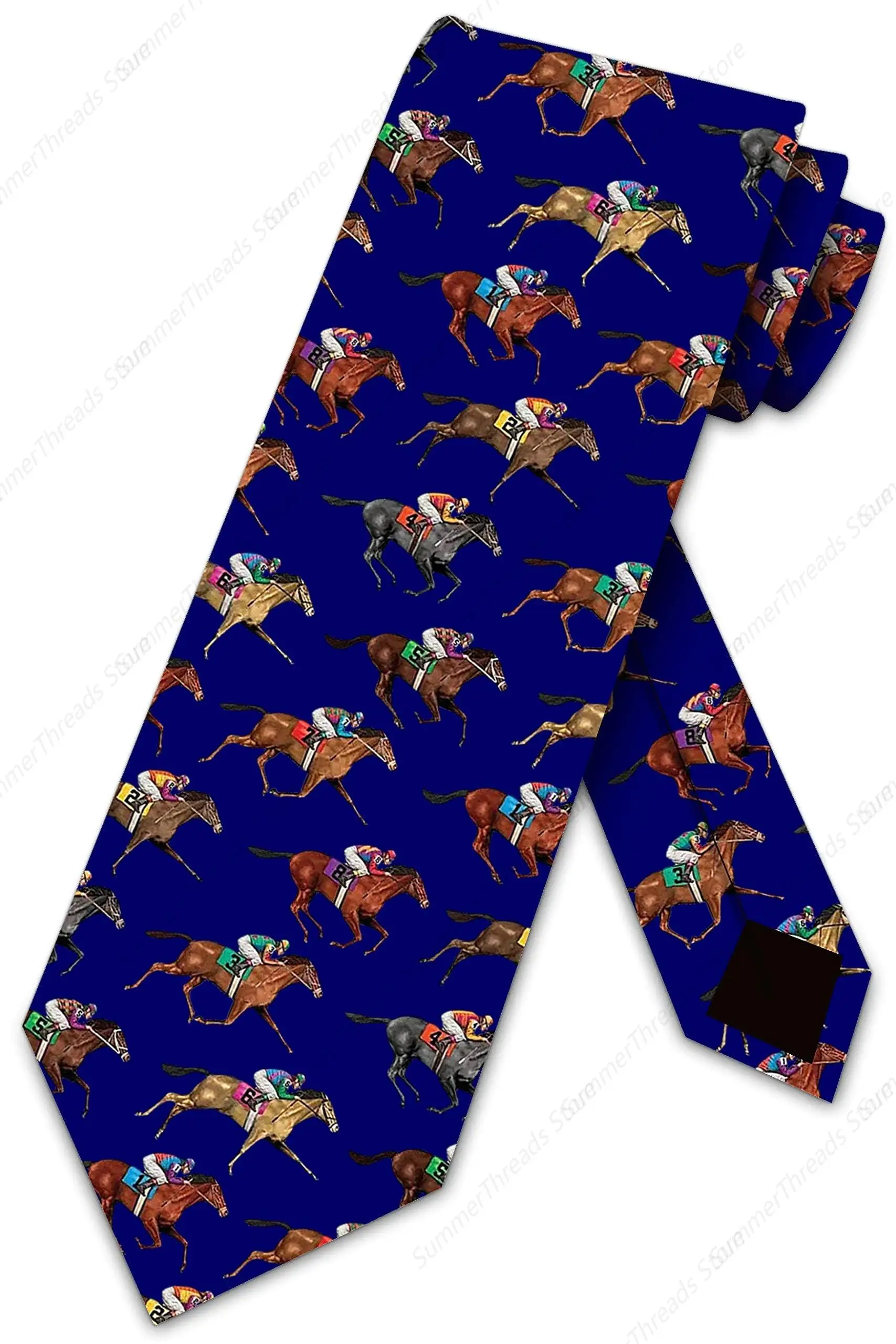 Horse Racing Black Ties Mens Jockey Animal Necktie