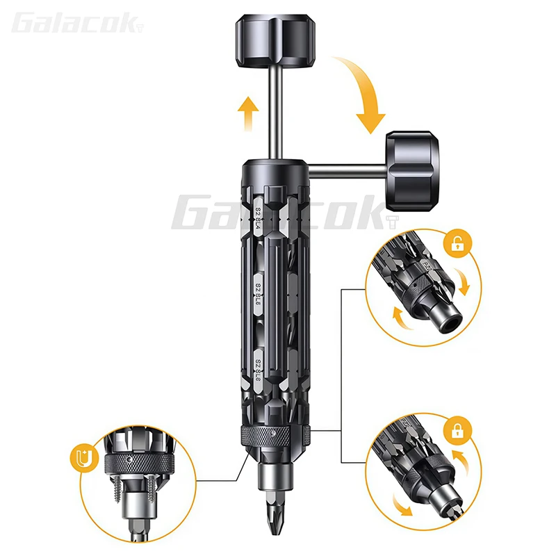 

Galacok S1 Multi-function Screwdriver Set Portable Combination Tool Kit with Magnetic Phillips Torx Drill Bits for Home Repairs