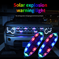 2 Pcs Solar Car Warning Light Waterproof Adhesive Car Warning Light Led Car Flash Light Solar Car Night Light Auto Accessories