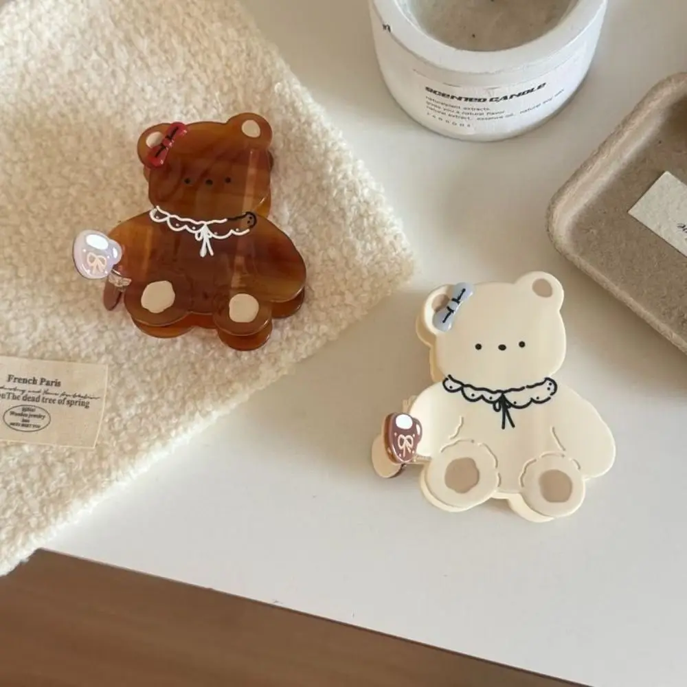

Trendy Kawaii Cartoon Bear Shark Clip Bow Sweet Acetic Acid Hair Claw Brown Hair Accessories Hair Clip Girls