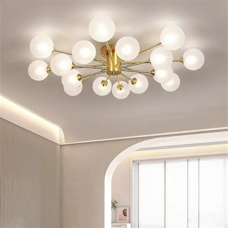 Nordic Glass Ball Ceiling Chandelier Luxury Bedroom Gold Ceiling Lamp For Villa Living Room Kitchern Loft Modern Bubble Lighting