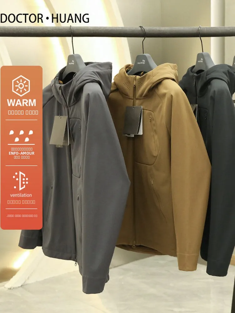 

Новая модная мужская куртка-ветровка с капюшоном на флисовой подкладке для активного отдыха, весна-осень-зима 2025, модель 868, бренд Доктор Хуа