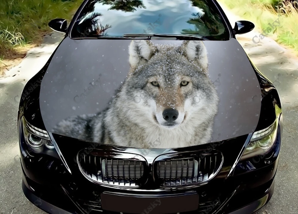 wolf animal Car Hood Decal Vinyl Sticker Graphic Wrap Decal Graphic Hood Decal for Most Vehicles Custom Graphics
