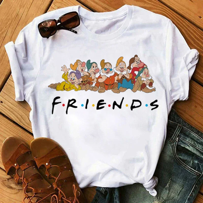 Kawaii Cartoon Princess Snow White T Shirt Women Print Funny The Seven Dwarfs Graphic Tees Unisex Tops Tshirt Female Clothes