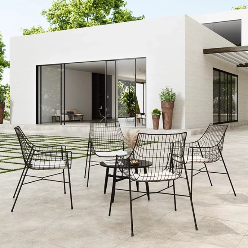 สบายสวนไม้ชุด Minimalist ผ่อนคลายความคิดสร้างสรรค์กันน้ํา Patio ชุด Alfresco Ergonomics Meble Ogrodowe Furntiture