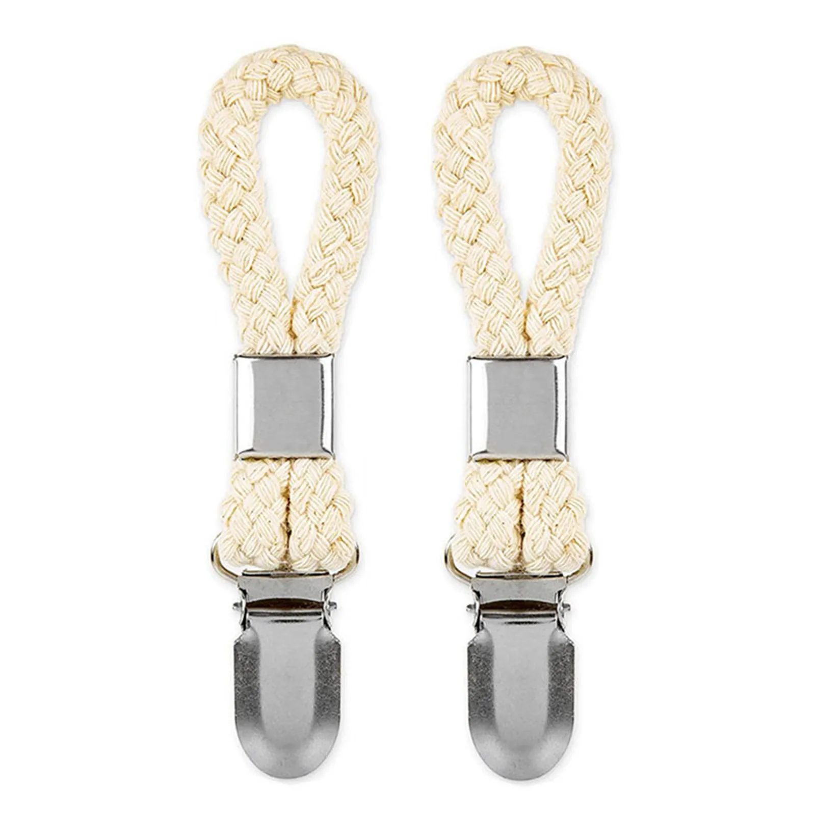 Space-Saving Towel Clip Braided Cotton Loop Metal Clamp for Bathroom Kitchen Home Organization Durable Hanging Holder 4PCS