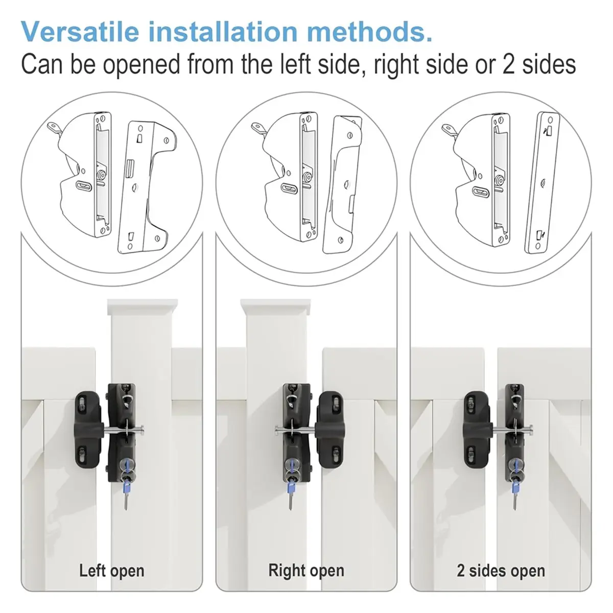 2026 NEW Self Locking Gate , Lockable Key,Locking Gate Fence Lock for Outdoor Metal, Wood, and Vinyl Fence