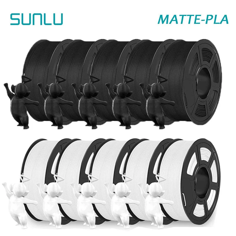 

SUNLU 10Roll PLA Matte Filament 1.75mm 1kg Spool (2.2lbs) Smooth Matte Finish Neatly Wound Filament Fit Most FDM Printer