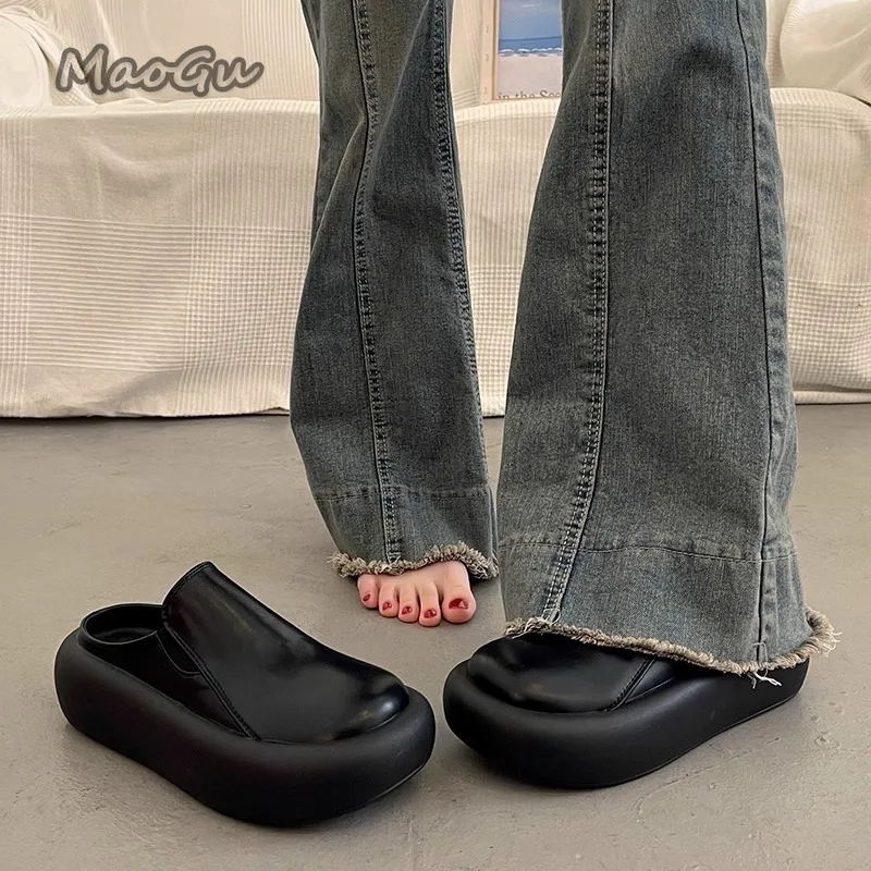 Women's Platform Slip on Mule Shoes Closed Toe Flat Thick Sole Casual Slide Sandals House Slippers for Women Pantuflas Mujer