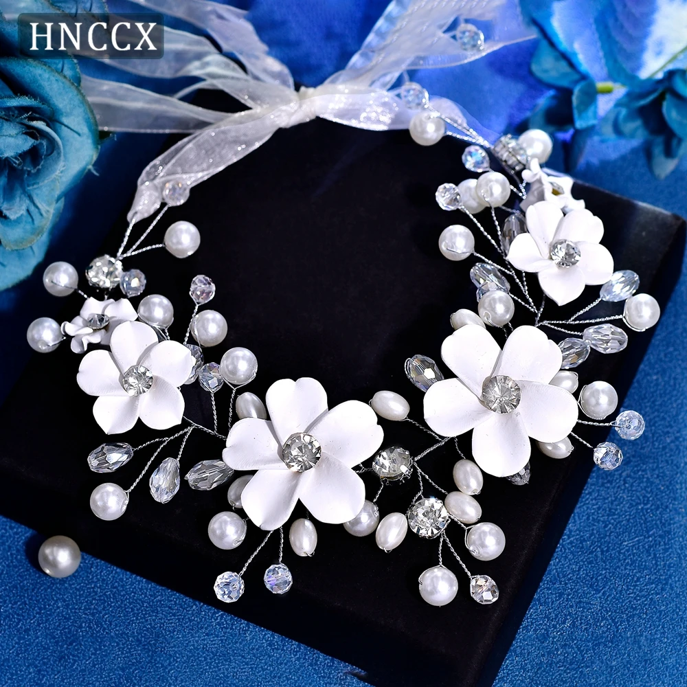 

HNCCX Pearl Crystal Wreath Headband Bride Headpieces Women Wedding Hair Band Accessories Handmade Headwear Hair Jewelry CP814