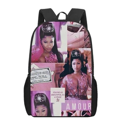 Nicki Minaj Rapçi 16 inç Çocuklar Okul Çantaları 3D Baskı Çocuk Kitap Çantaları Kız Erkek Schoolbag Birincil Sırt Çantaları Mochila