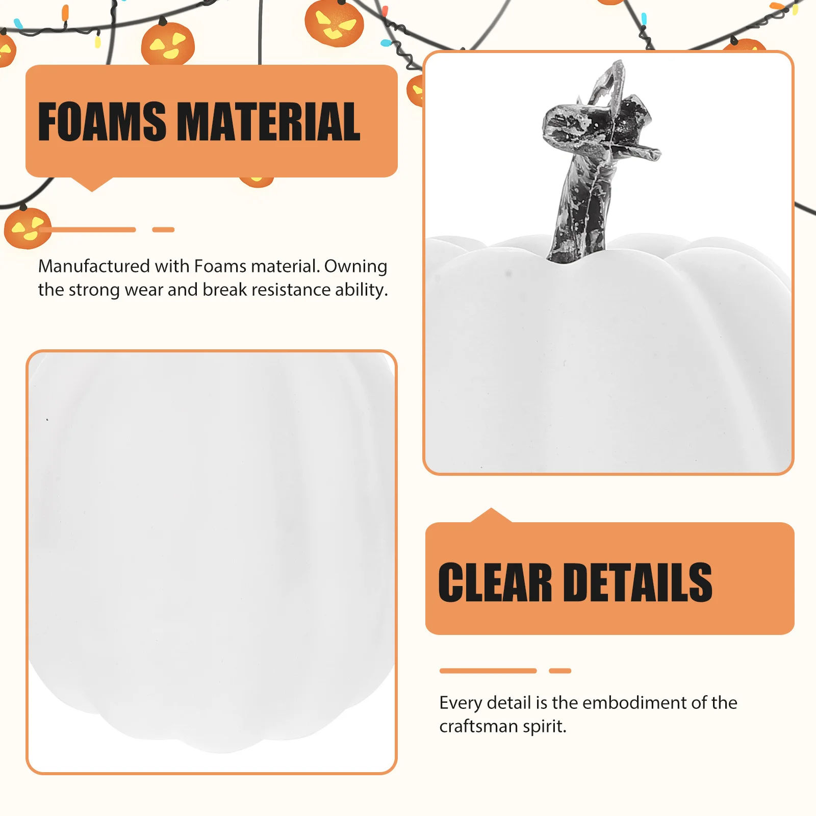 

8 Pcs Artificial Pumpkin Ornament Fake White Pumpkins Decorations Lifelike Mini