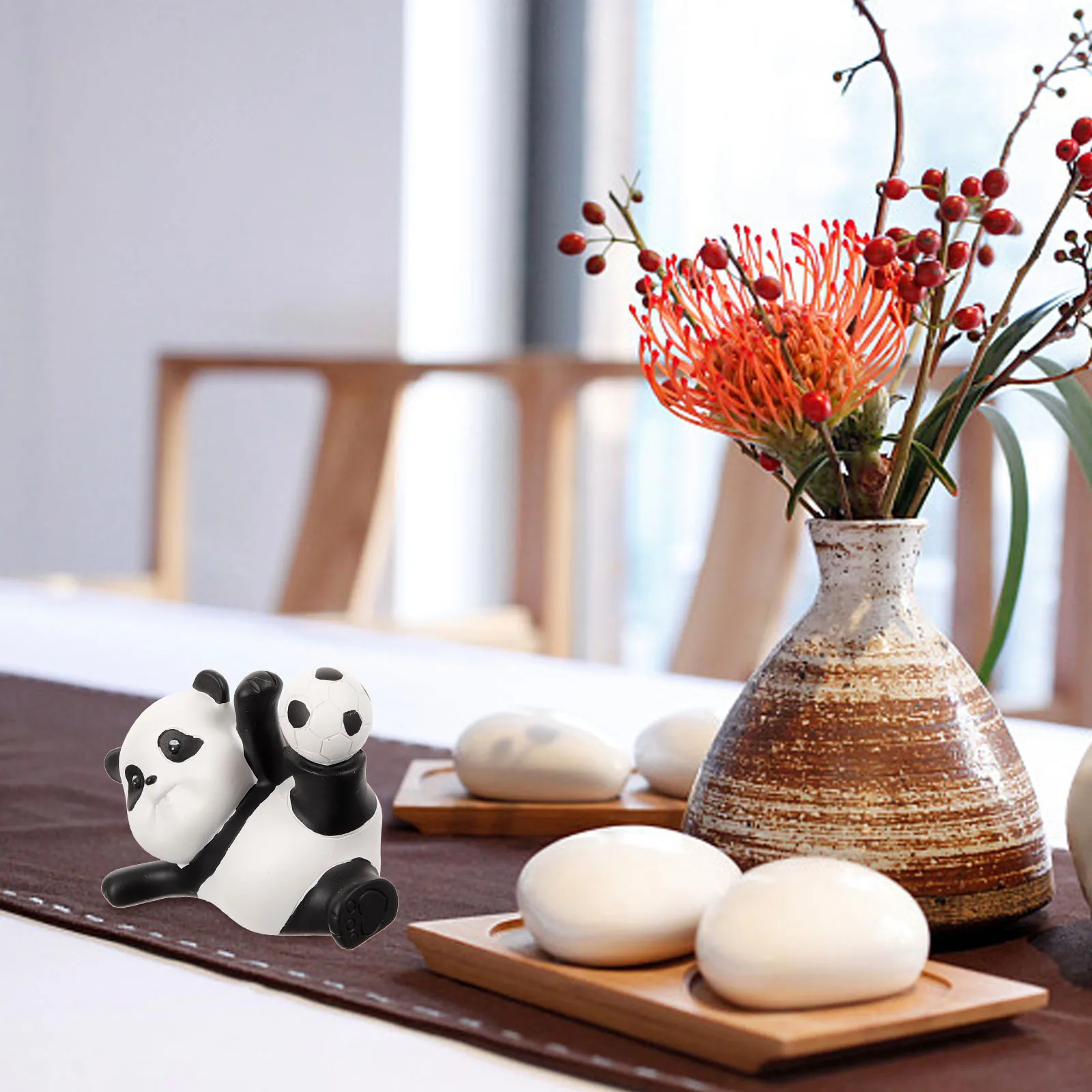 

Football Panda Story Desktop Figurine Adornment Housing Decoration Toy Statue Synthetic Resin