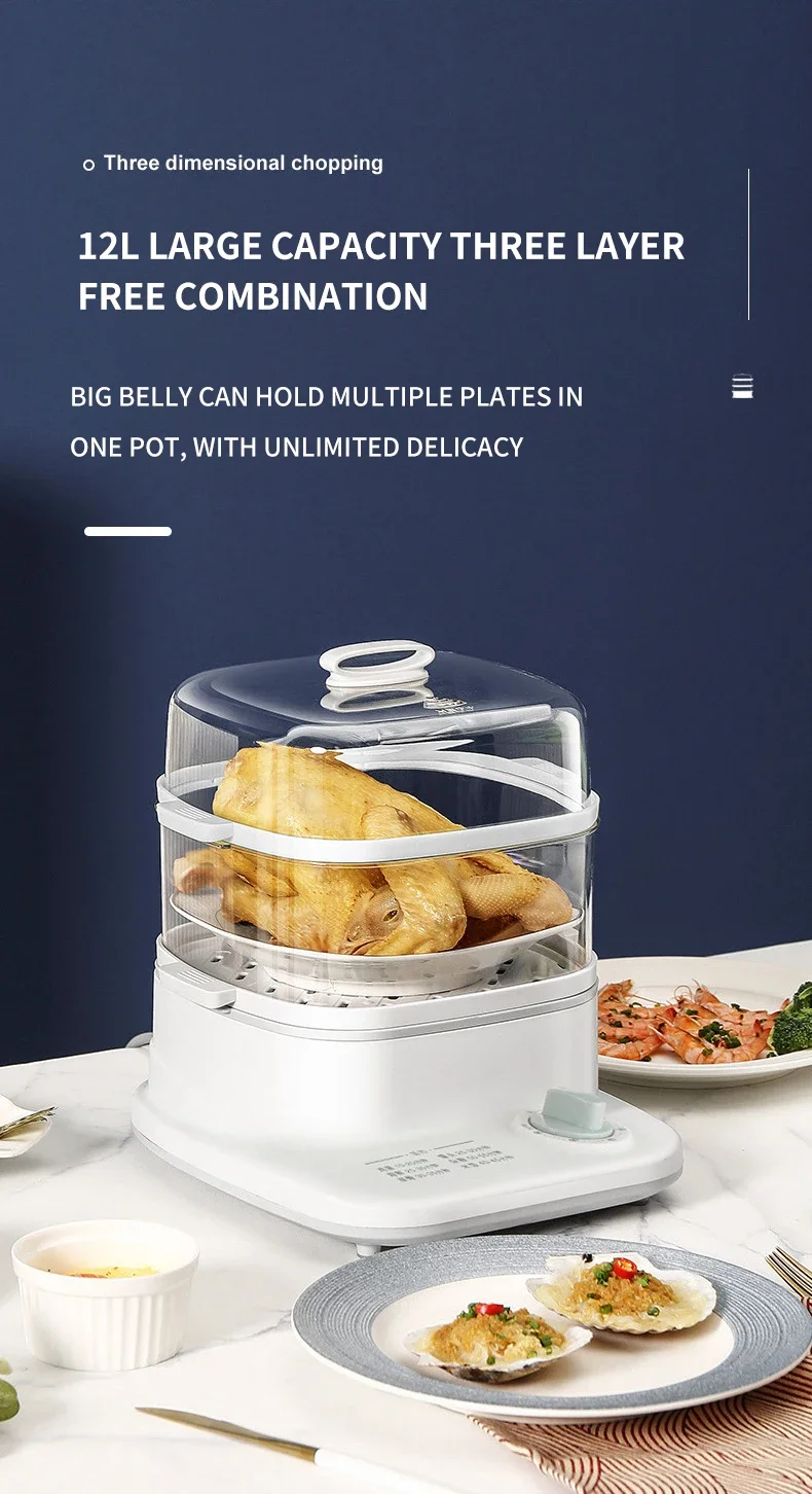 Healthy Cooking Electric Food Steamer 2 Layer 800W Home Food Warmer Cooker Vegetables Steam Cooker