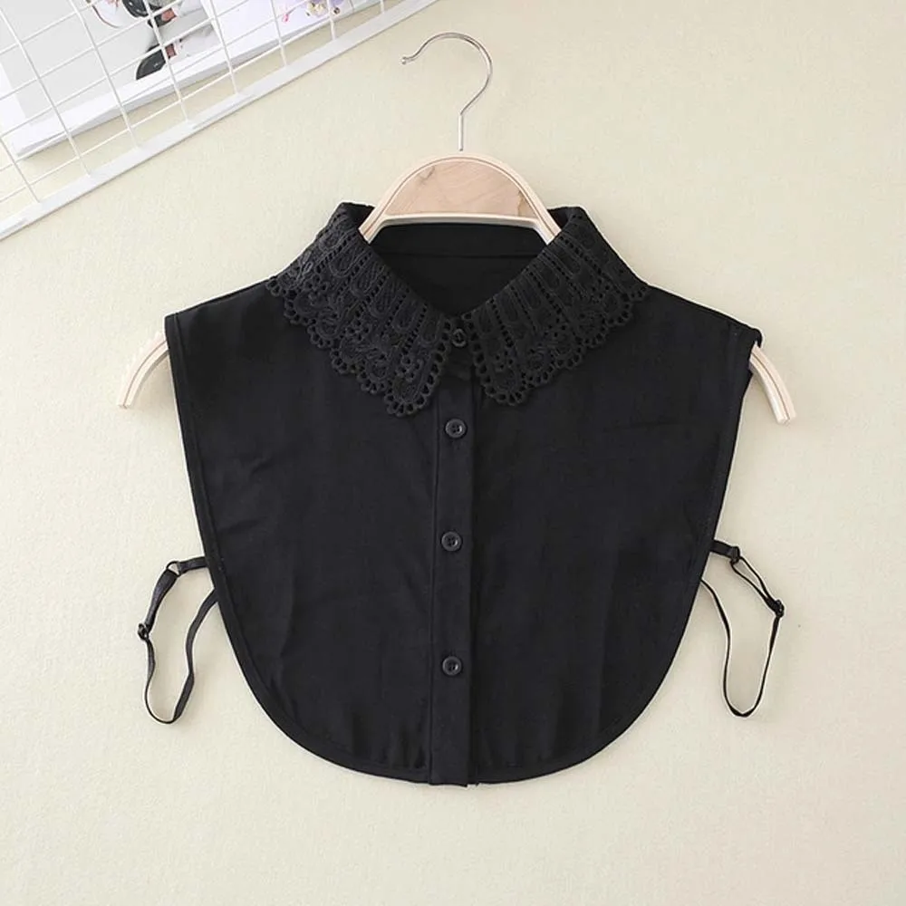 

Белый кружевной воротник-накладка, элегантная черная шаль, съемный фальшивый воротник-бабочка, винтажная блузка с эффектом двухслойности, накладные плечи, женский воротник-накладка