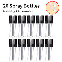 20pcs 4 Accessories 5ml Mini Perfume Spray Glass Bottles with 20 Spray Bottles, 2 Funnels, 2 Droppers