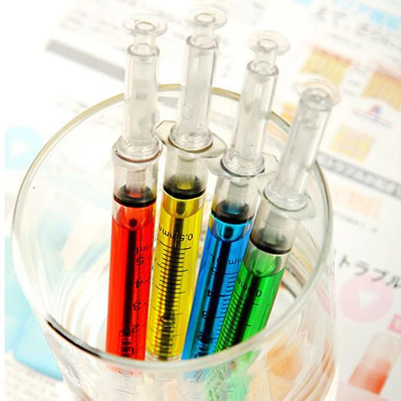 Injection Shape Ballpen Doctor Nurse Needle Ball Point Pen Office School Stationery Pen Syringe Needle Ballpoint Pen Write Tool