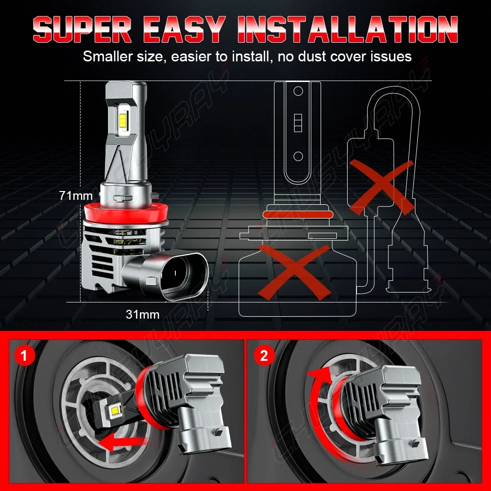 For Kawasaki ZX6r 2008 2009 2010 2011 2012 2x LED Headlights High/Low Beam Bulbs view 5