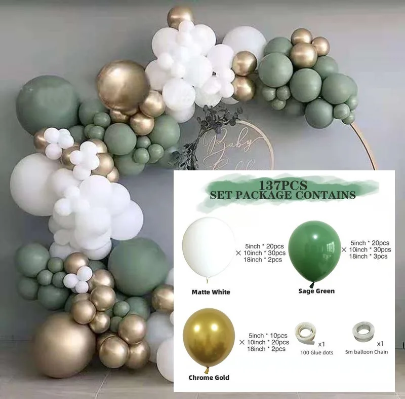 

2024 Green Wedding Birthday Party Backdrop Baby Shower Diy White Holidays Dinner Table Decoration Sign Balloon Garland new year