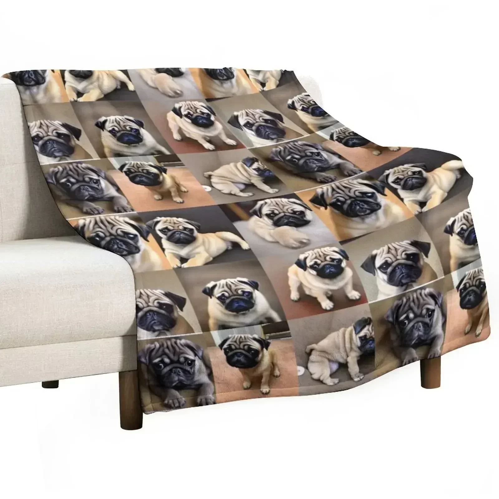 Pretty Pug Puppies Throw Blanket Luxury Throw Luxury Designer Blankets For Baby Winter beds Sofa Decorative Beds Blankets