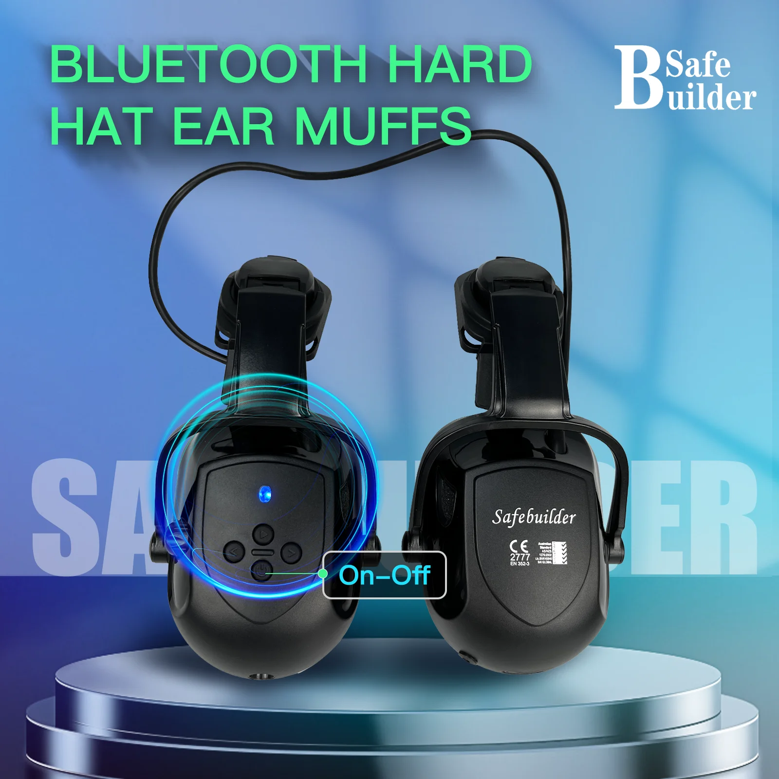 CE Certified Bluetooth Ear Muffs Adjustable Cap-Mounted Safety Hard Hat Earmuff Attachable Hearing Protection for Industrial Use