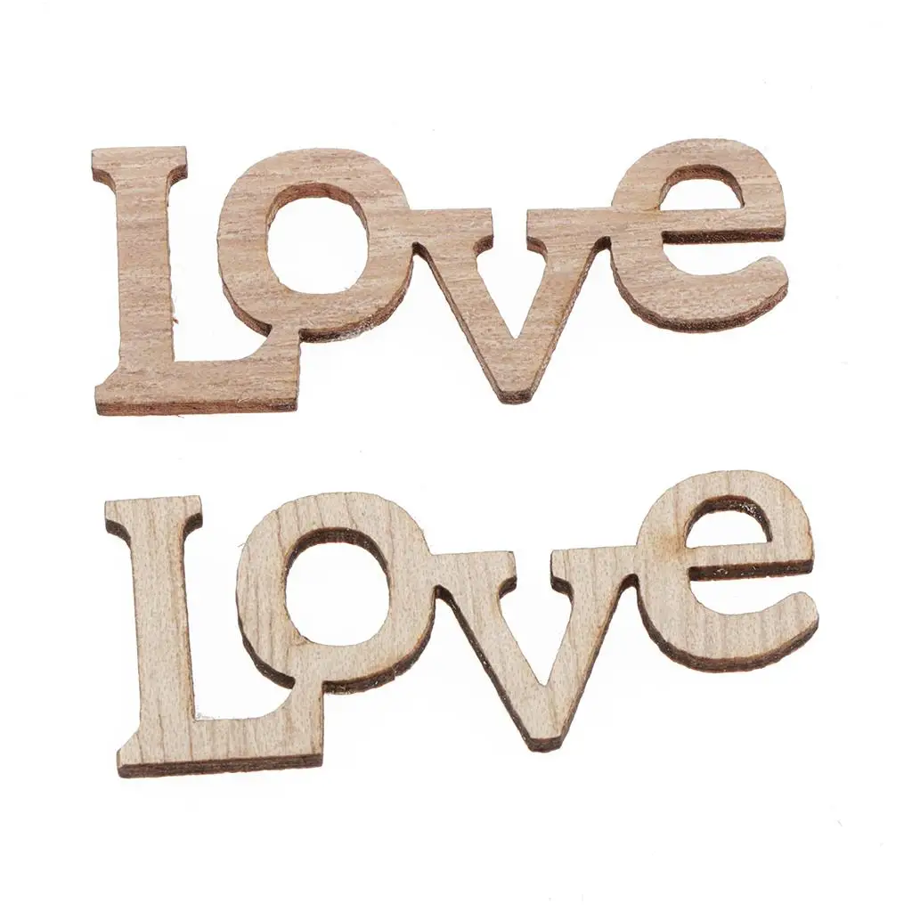 

2-3pack 50Pack Unfinished LOVE Wooden Slices Discs DIY Art Crafts Dark Wood