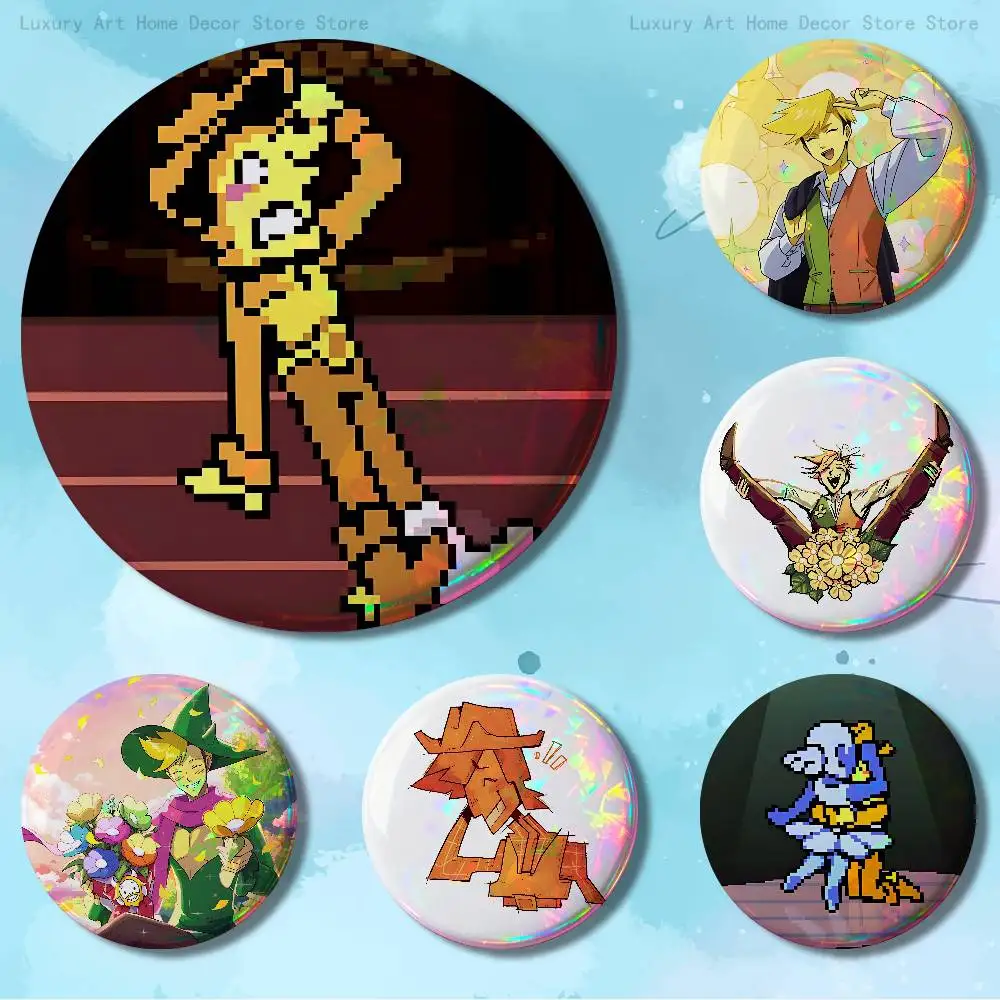 Blue Yellow D-Deltarune Flowery Custom Badges 75mm 44mm 25mm Brooch Backpack Hat Enamel Pins