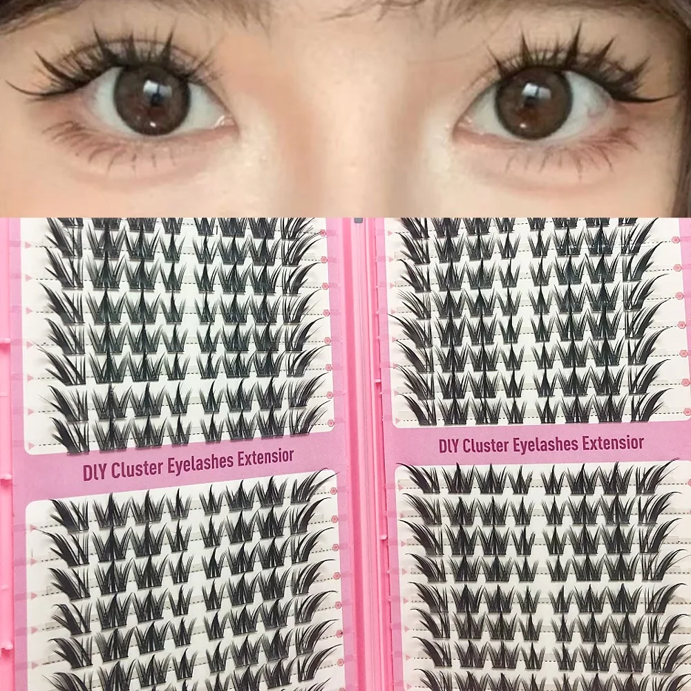 

DIY Fine False Eyelashes - Natural Look, 256 Clusters, Natural Look Anime False Eyelashes - Curly, Plump, Lightweight and Reusab