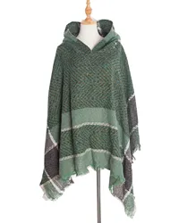 Women's Clothing New Ponchos Capes Jackets Spring and Autumn Winter Fishbone Pattern Women's Hooded Shawl Hooded Cloak Coats