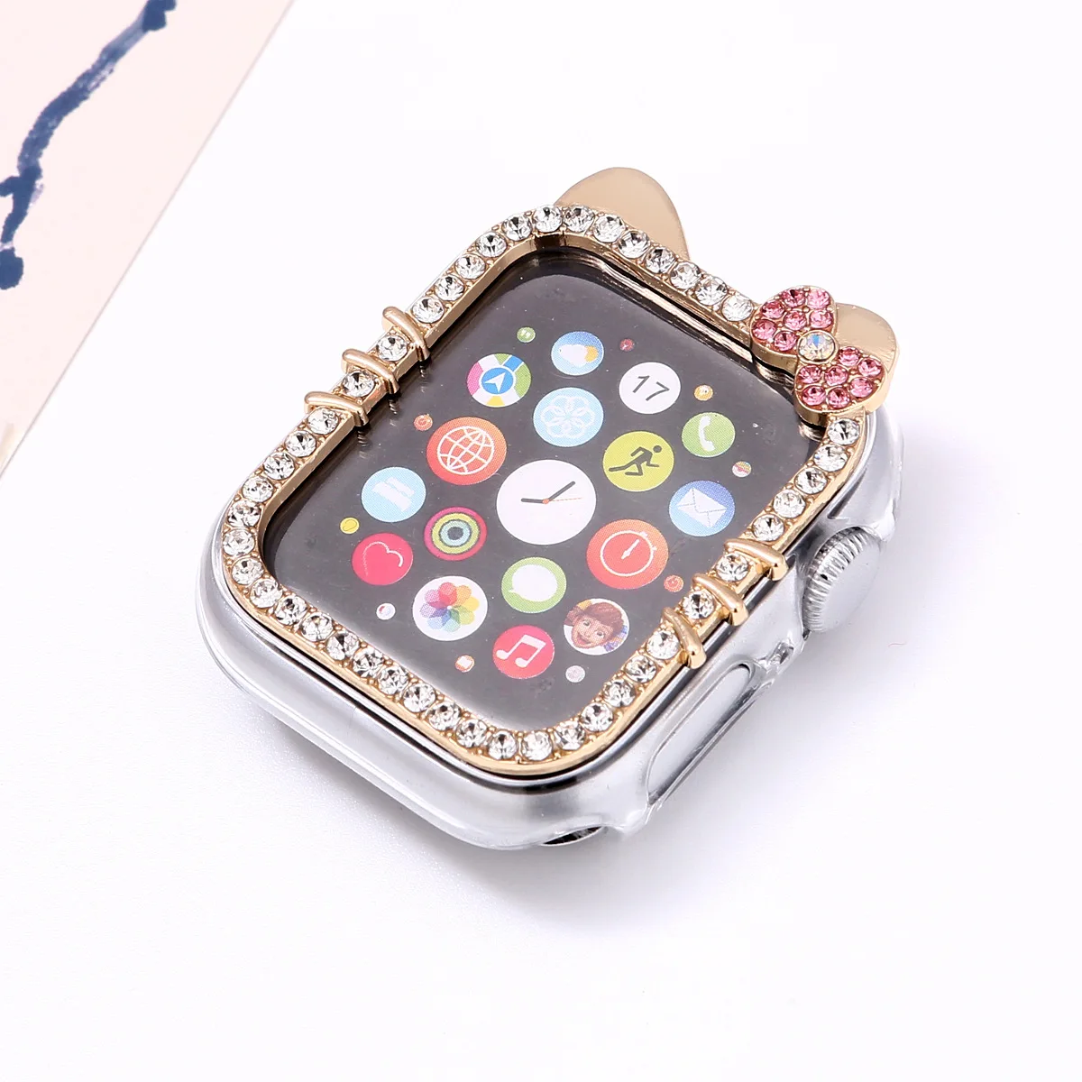حافظة واقية لساعة أبل 9/8/7 41 46 مللي متر 45 مللي متر بلينغ حجر الراين الوفير غطاء إطاري iWatch سلسلة 10/6/5/4 SE 40 مللي متر 44 مللي متر
