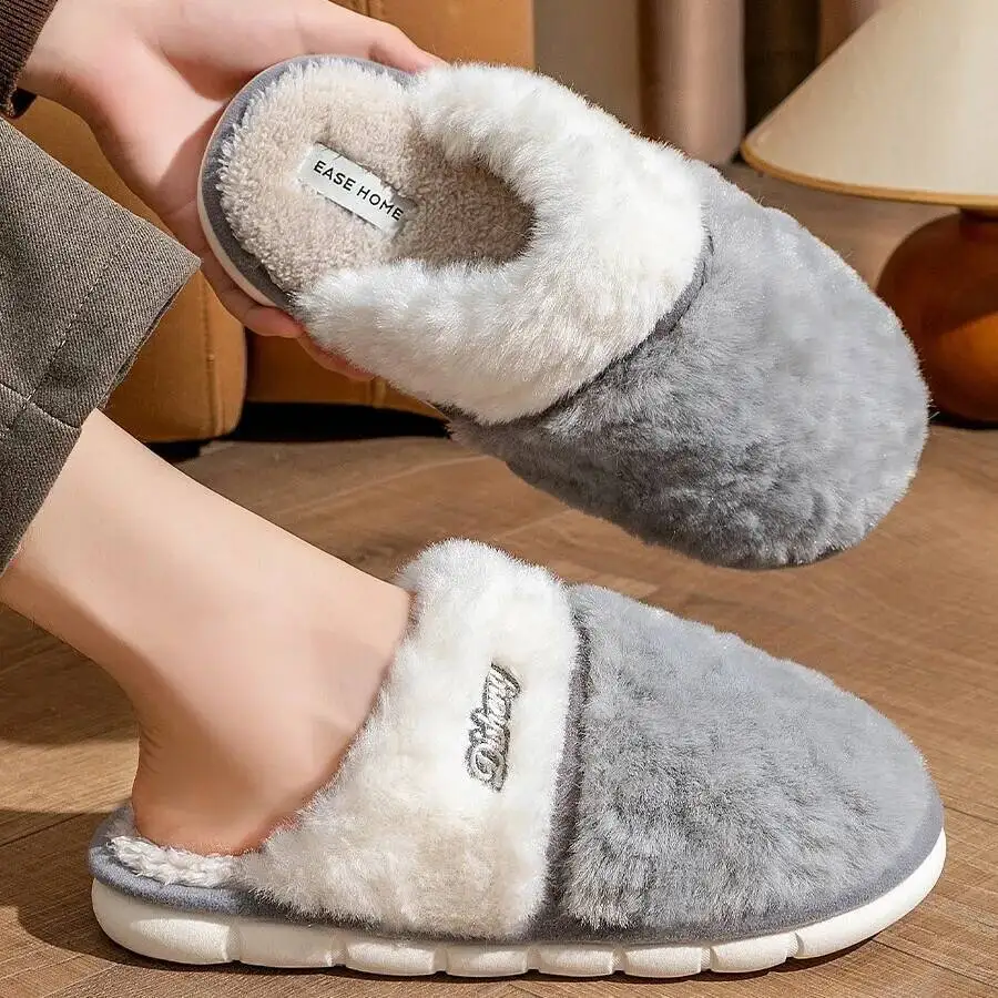 

Новинка 2023 года, зимние женские хлопковые домашние тапочки, теплые домашние тапочки на флисовой подкладке, домашние тапочки для пар для мужчин