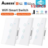 1/2/3PCS Tuya Smart Life Home House WiFi Wireless Remote Wall Switch US Voice Control Touch Sensor LED Light Switches Alexa