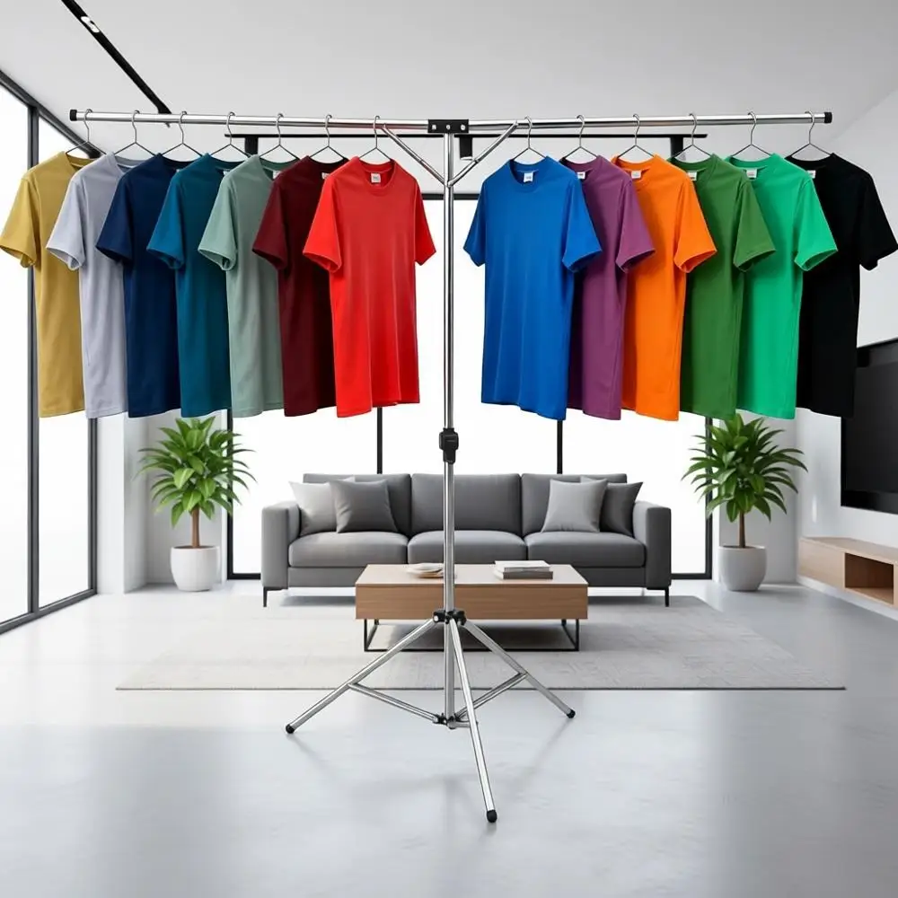 

Портативная компактная сушилка для одежды, из прочной нержавеющей стали, с регулируемой высотой, ветрозащитными крючками