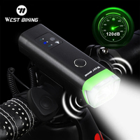 WEST BIKING Smart Sensor Light MTB Road Bicycle Front Lamp With Horn USB Rechargeable LED Headlight Safety Cycling Flashlight