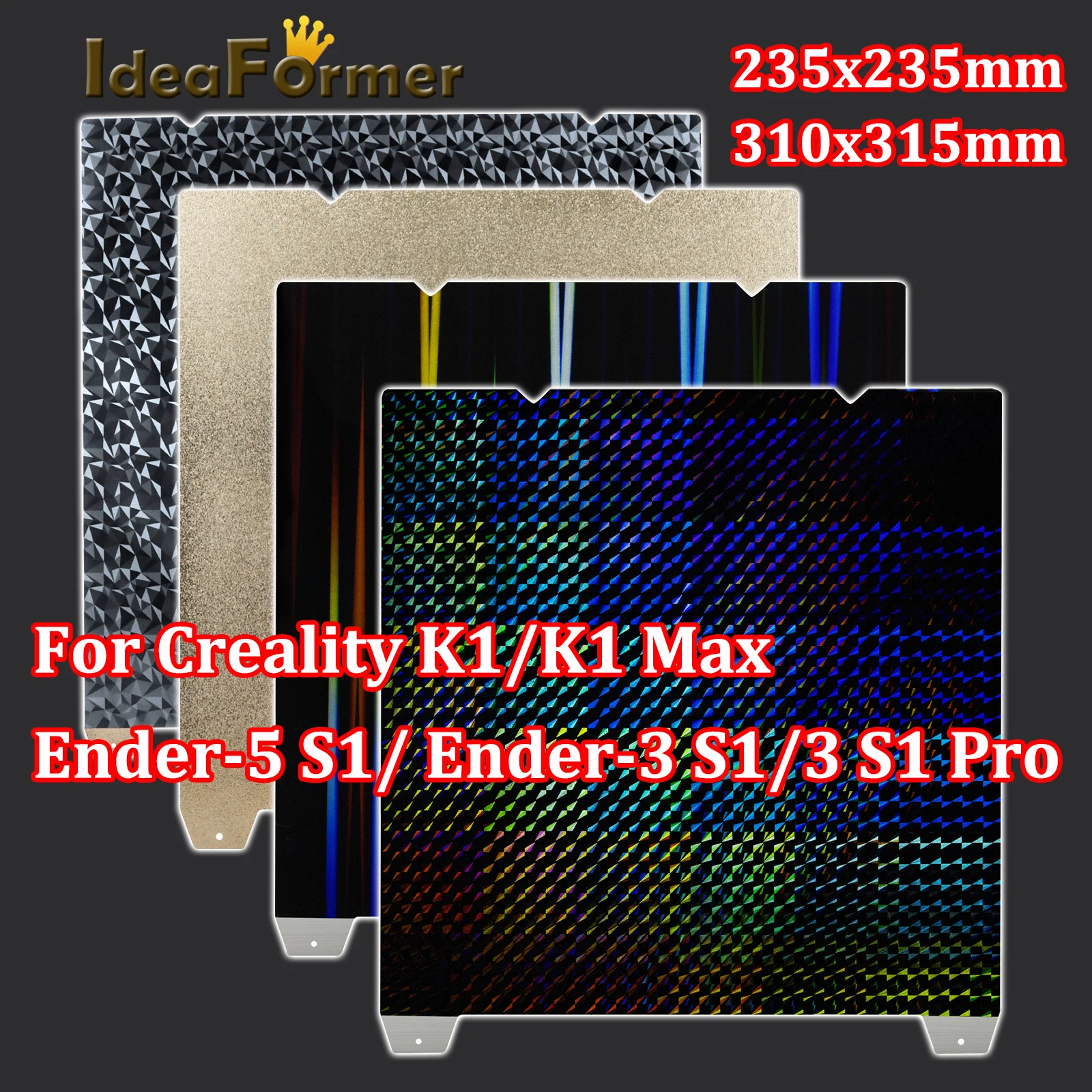 

Для Creality K1 Max Строительная пластина Creality k1 Строительная пластина H1H PEO PEY PEI лист 235x235 мм 310x315 мм для Ender 5 S1 Ender 3 S1