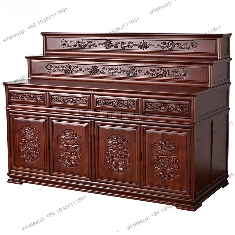 PG   solid wood tibetan-style minimalist offering table, home incense altar, three-tier modern buddhist shrine