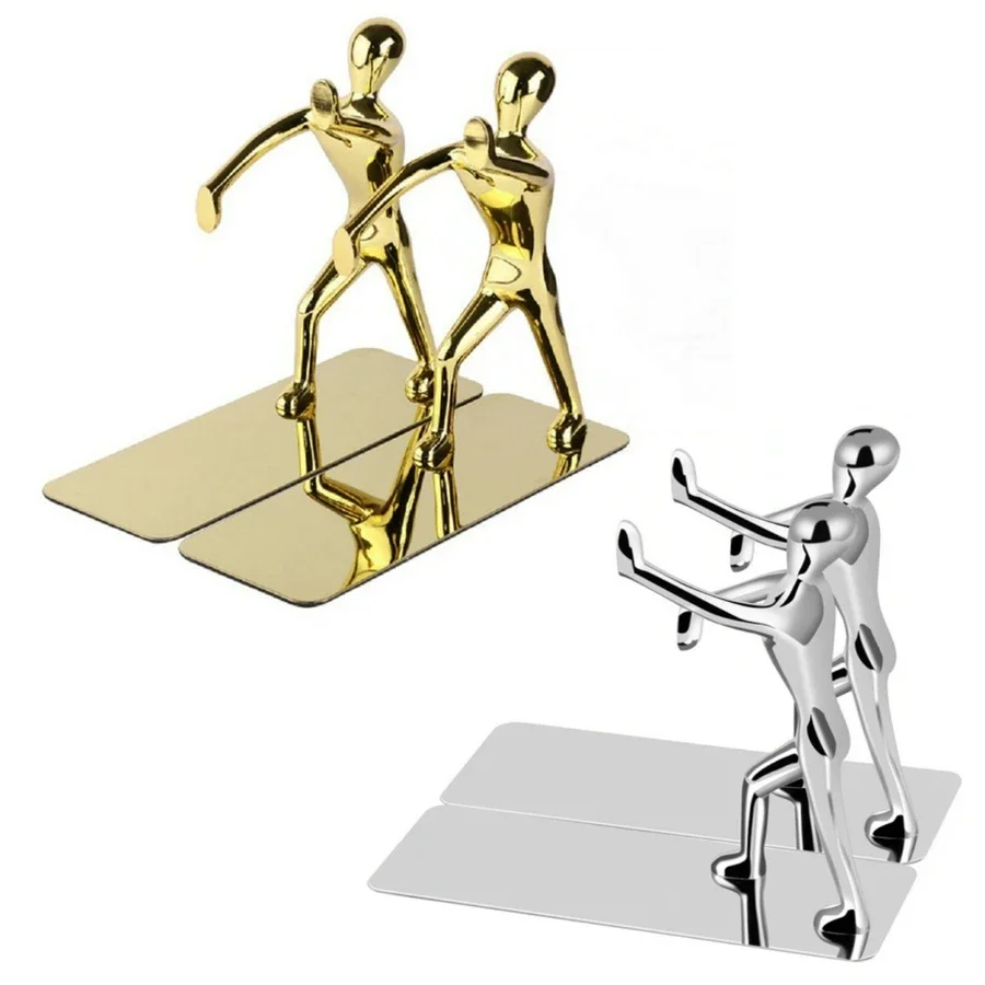 

2Piece Bookends Human Shaped Design Metal Bookends Home Office Desktop Bookshelf Decoration Ornament