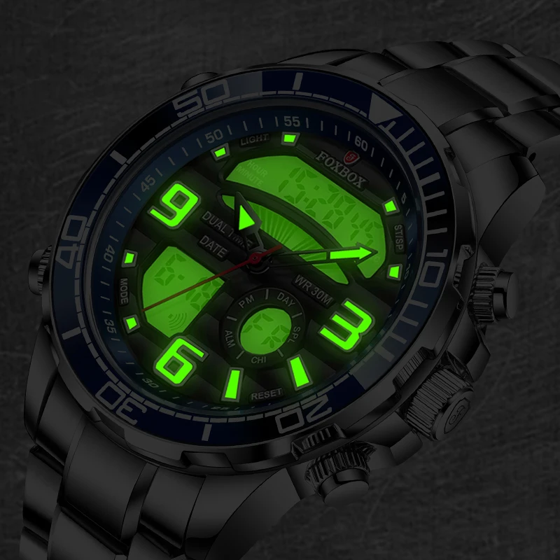 

FOXBOX Digital Watch Men Military Sport Chronograph Wristwatch Luminous Waterproof Original Male Electronic Gift Montre Homme