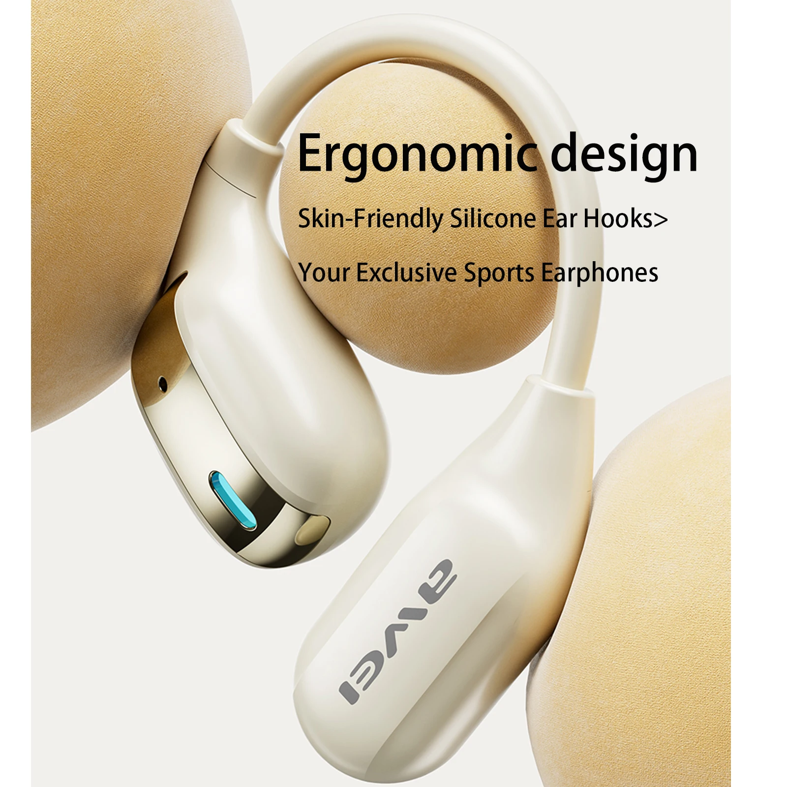 سماعات توصيل هوائي AWEI TZ12، بلوتوث 5.4، محرك Ø14 ملم، مقاومة للماء IPX4، صوت عالي الدقة، سماعات أذن لاسلكية مفتوحة الأذن للرياضة