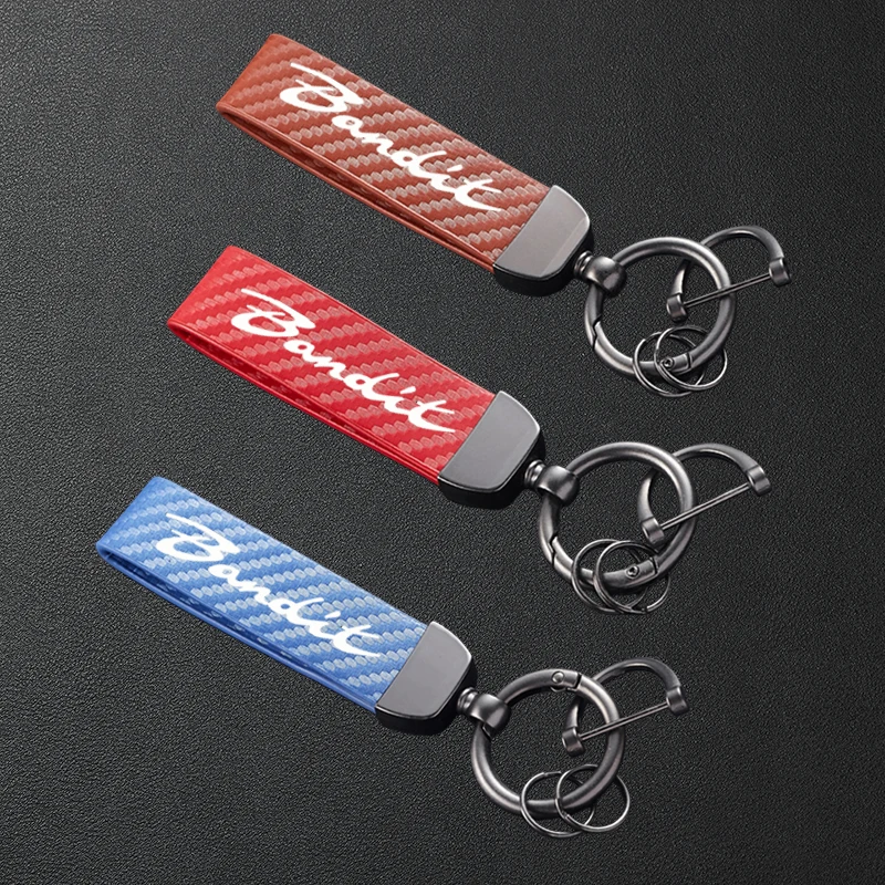 

For SUZUKI Bandit 650S GSF 250 600 600S 1200 1250BANDIT High-Grade Carbon Fiber Patterned Motorcycle Keychain Metal Keyring