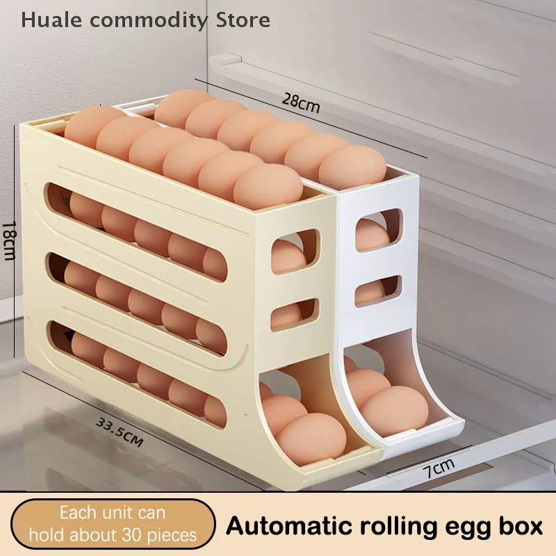 1/5pcs 4 Tier Large Capacity Automatic Egg Roller Household Refrigerator Egg Storage Box Space Saving Kitchen Dedicate Device